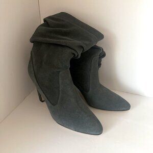 Manolo Blahnik "Knight" Ruched Suede mid calf boots size 40